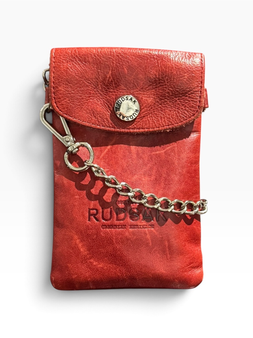 RUDSAK Women’s Leather Crossbody Wallet and Cellphone Bag/ Wristlet - Red